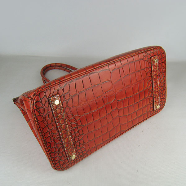 Replica Hermes Birkin 40CM Crocodile Veins Leather Bag Dark Orange 6089 Online